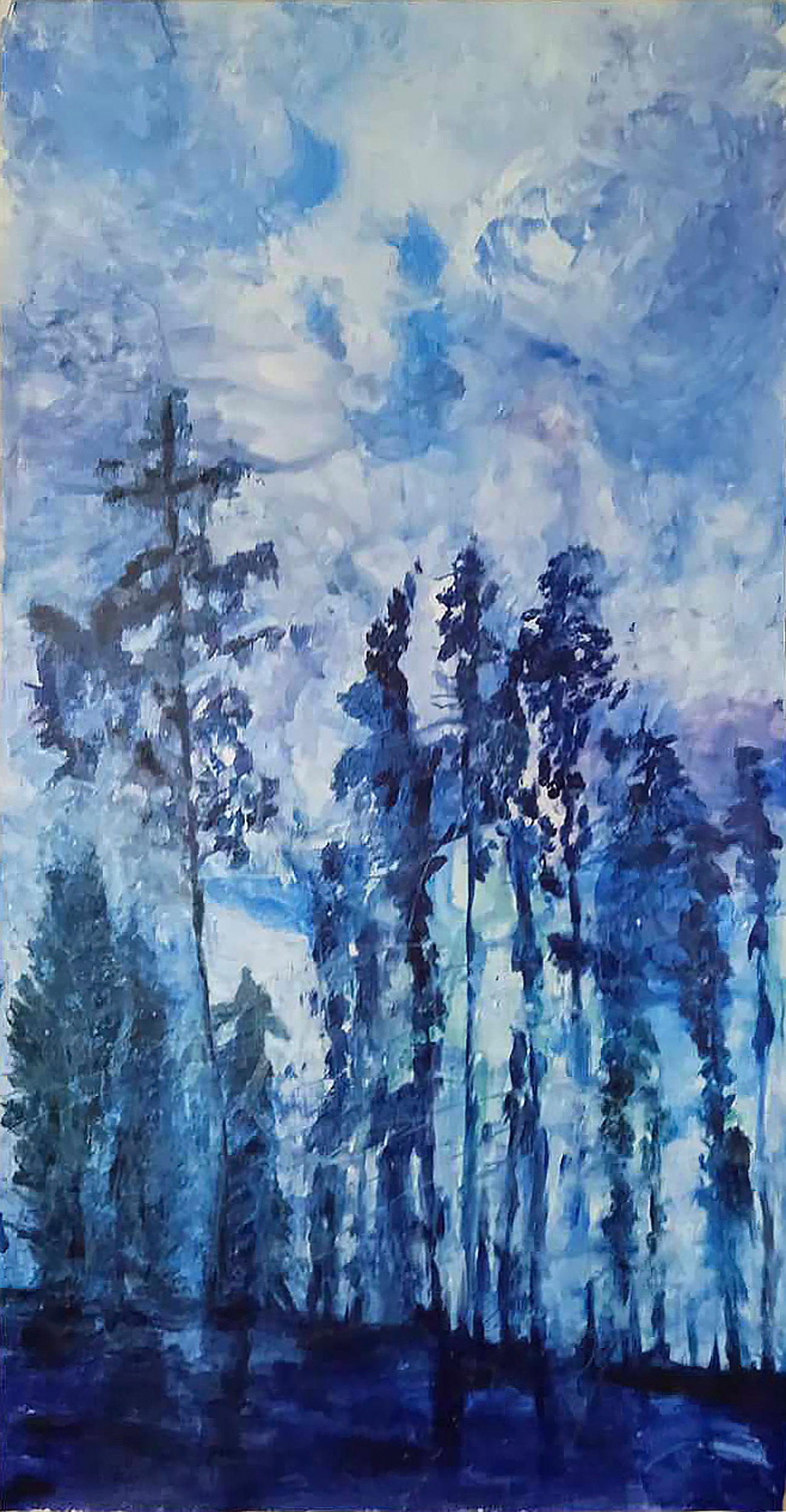 Štěpánka Šimlová: Mezi stromy 1 (2023, malba na plátně)